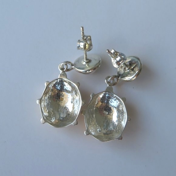 Super Cute Sterling Silver Enamel LADYBUG Earrings - Picture 10 of 13